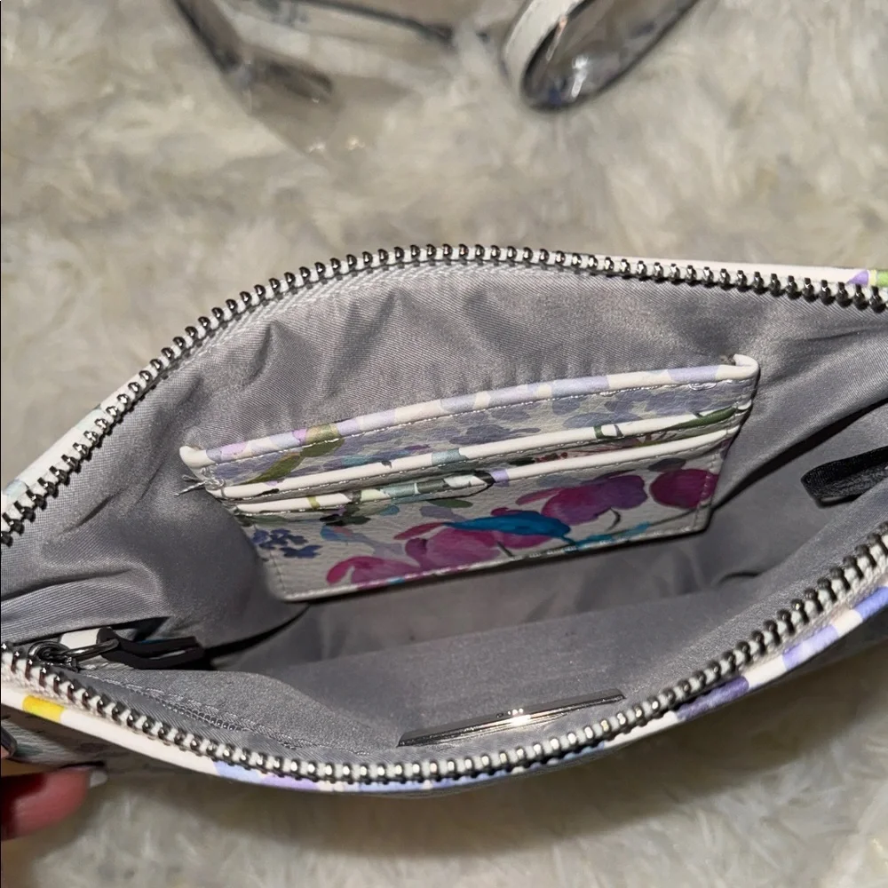 INC International Concepts White Floral Crossbody Wristlet with Ring